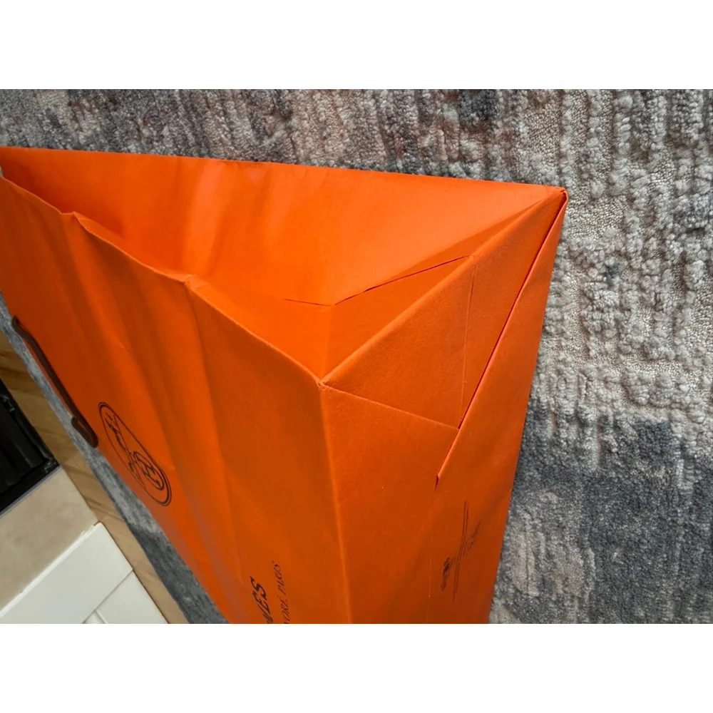 Unisex Hermès Orange & Black Logo Shopping Bag One Size
